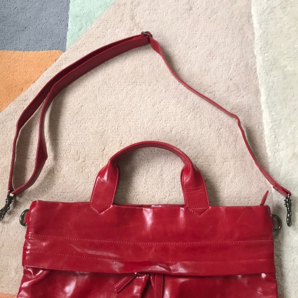 Red Leather Crossbody Brief - Picture 4 of 4